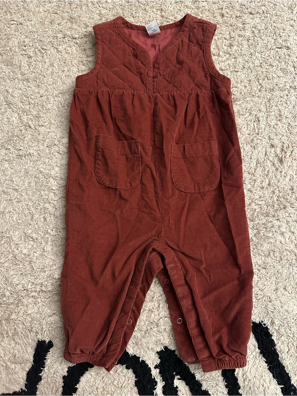 Old Navy Baby Girls Rust Corduroy Sleeveless Romper - 6-12M